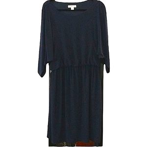 2/$40 Coldwater Creek Knit Drawstring-Waist Dress Navy Suze 14